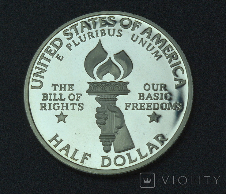 США доллара (50 центов), 1993 Билль о правах, Джеймс Мэдисон, фото №4