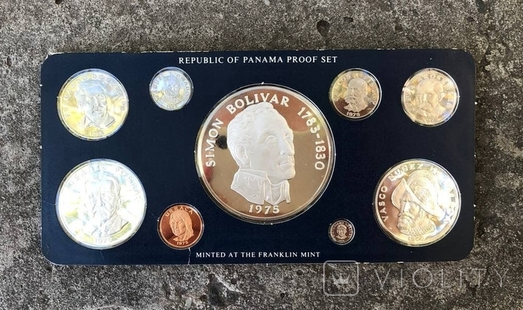 Панама 1975 Официальный набор ВОХ Пруф серебро, фото №4
