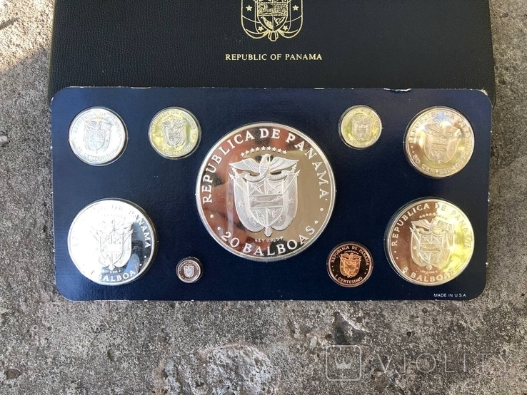 Панама 1975 Официальный набор ВОХ Пруф серебро, фото №7
