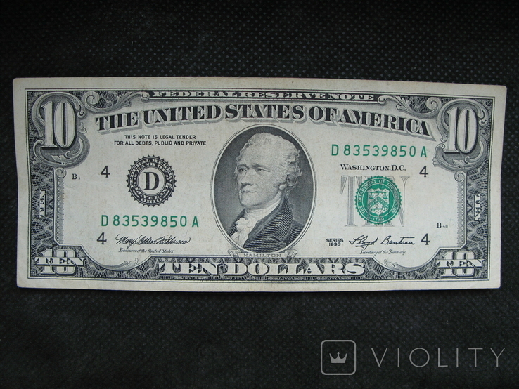 10 доларів США 1993рік ( D ), фото №2