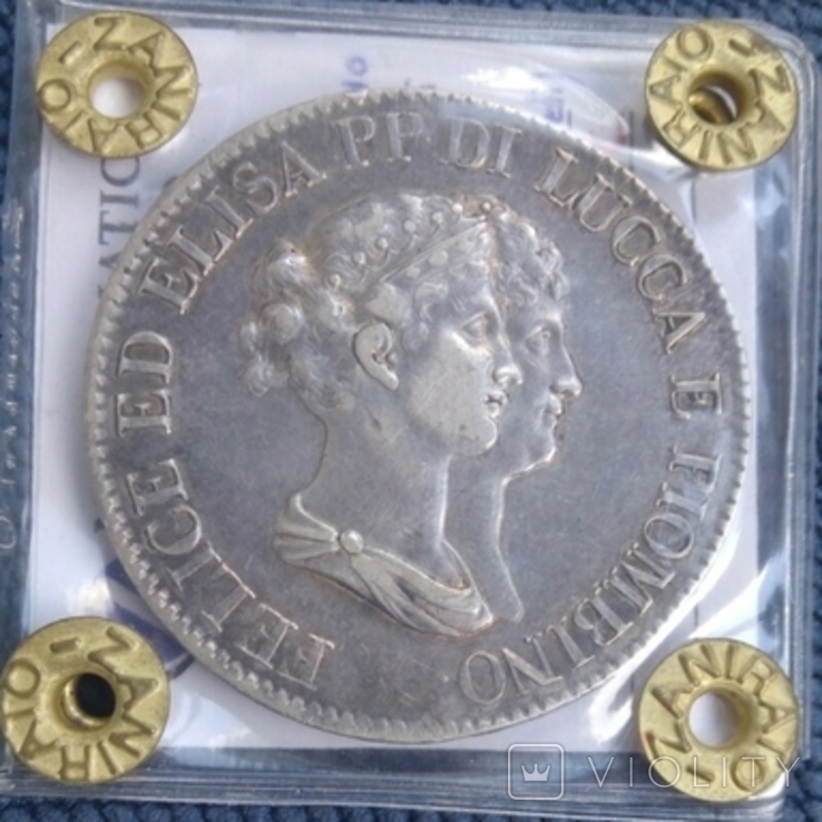 Италия. Лукка и Пьомбино. 5 франчи 1807, фото №2