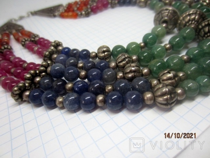 Necklace: silver 925, jade, lapis lazuli, carnelian, tourmaline, photo number 5
