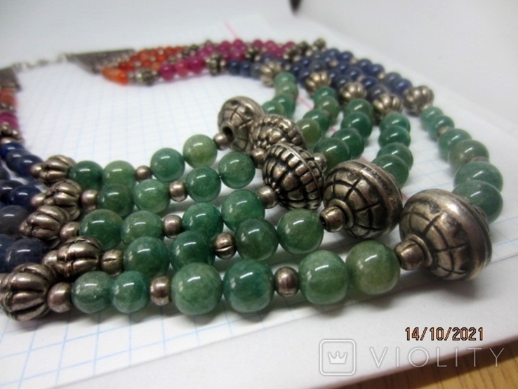 Necklace: silver 925, jade, lapis lazuli, carnelian, tourmaline, photo number 6