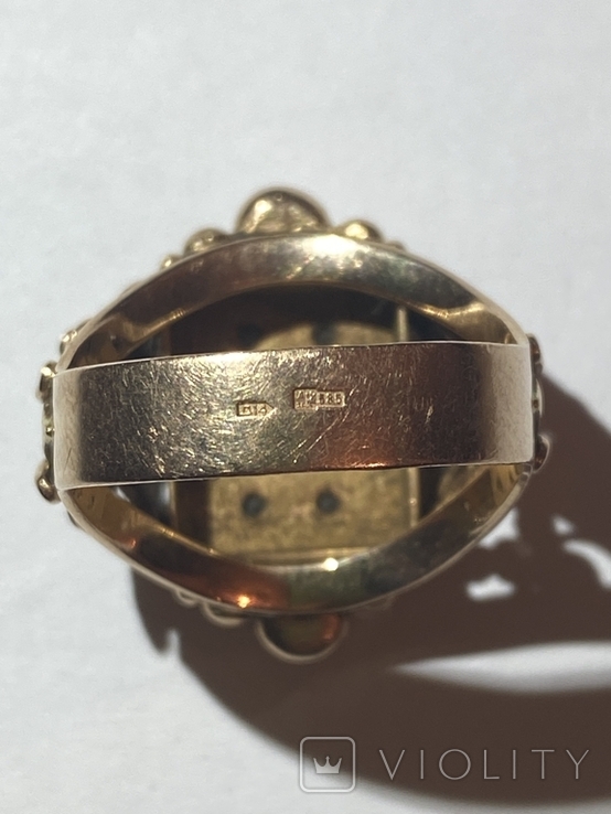 Золотое Кольцо Печатка Перстень 585 пробы 12.8 г. Ручная Работа сделано под заказ, фото №3