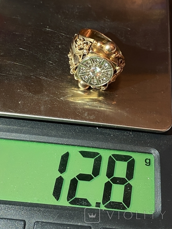 Золотое Кольцо Печатка Перстень 585 пробы 12.8 г. Ручная Работа сделано под заказ, фото №13