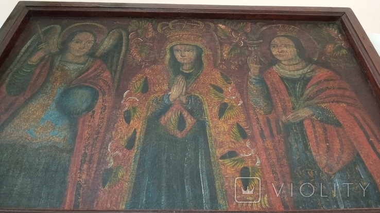 Икона на полотне Богородица Архангел и святая великомученица Варвара, фото №3