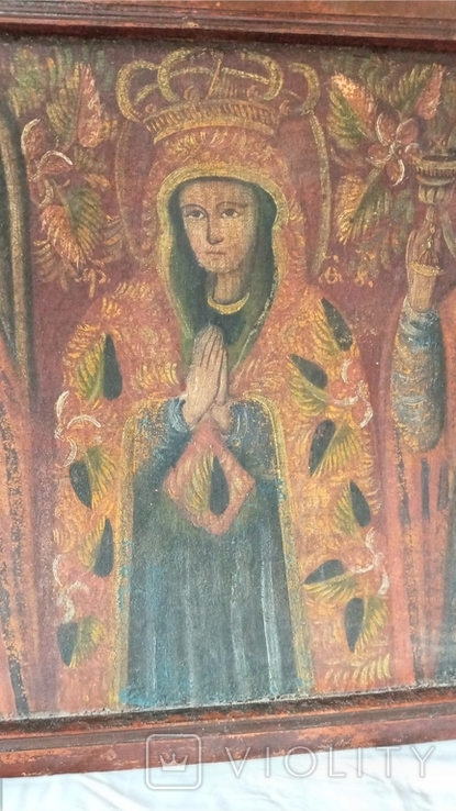 Икона на полотне Богородица Архангел и святая великомученица Варвара, фото №5