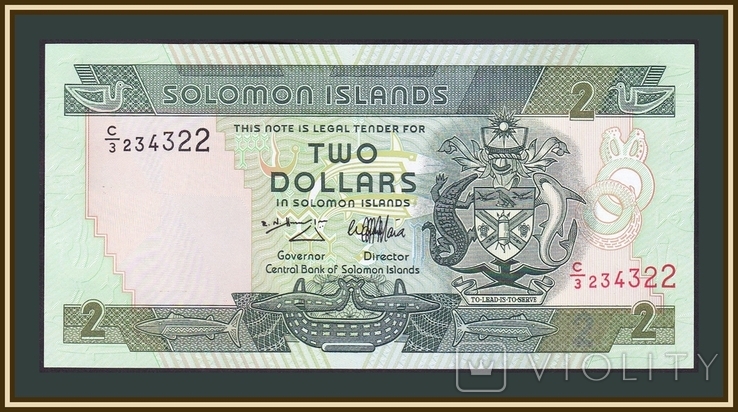 Соломоновы о-ва 2 доллара 1997 P-18 (18a), фото №2