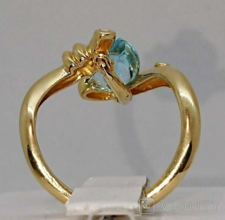Кольцо каблучка Бриллиант діамант Топаз золото 750 17,5-18,5 р, фото №6