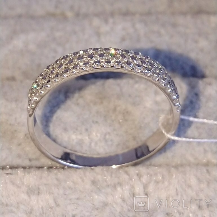 Кольцо каблучка обручальное дорожка Бриллианты діамант Золото 585 17р, фото №3