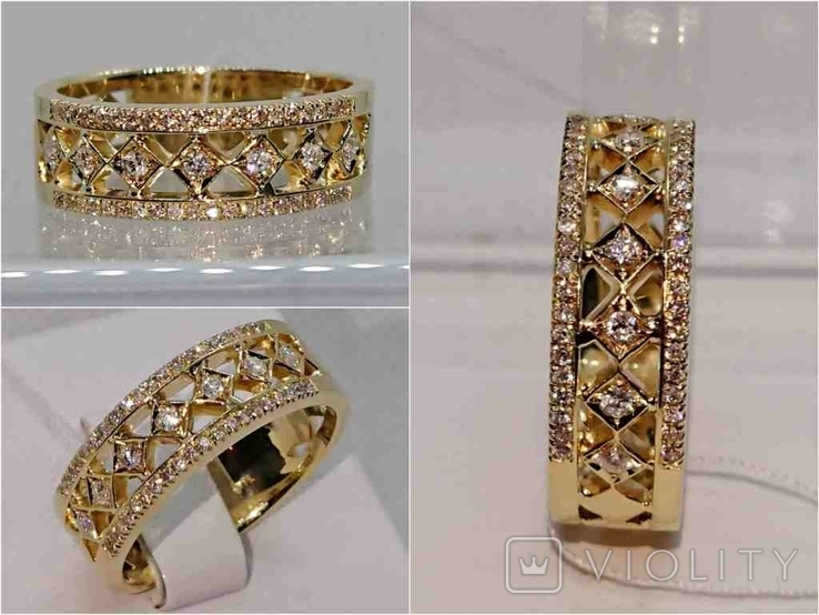 Кольцо каблучка обручалка Дорожка ажурная бриллиант діамант жёлтое золото 585 19-19,5р, фото №3