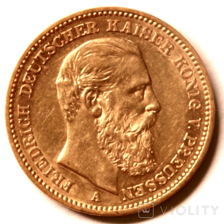 20 марок. 1888. Фридрих III. Пруссия (золото 900, вес 7,93 г)