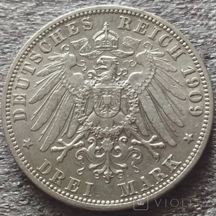 3 марки 1909 року А, Вільгельм ІІ, фото №3
