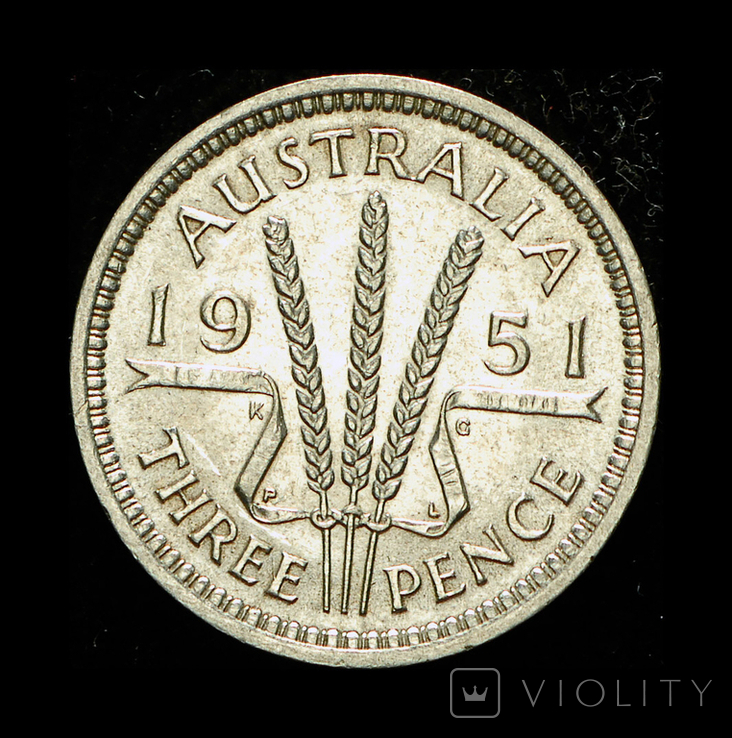 Австралия 3 пенса 1951 серебро