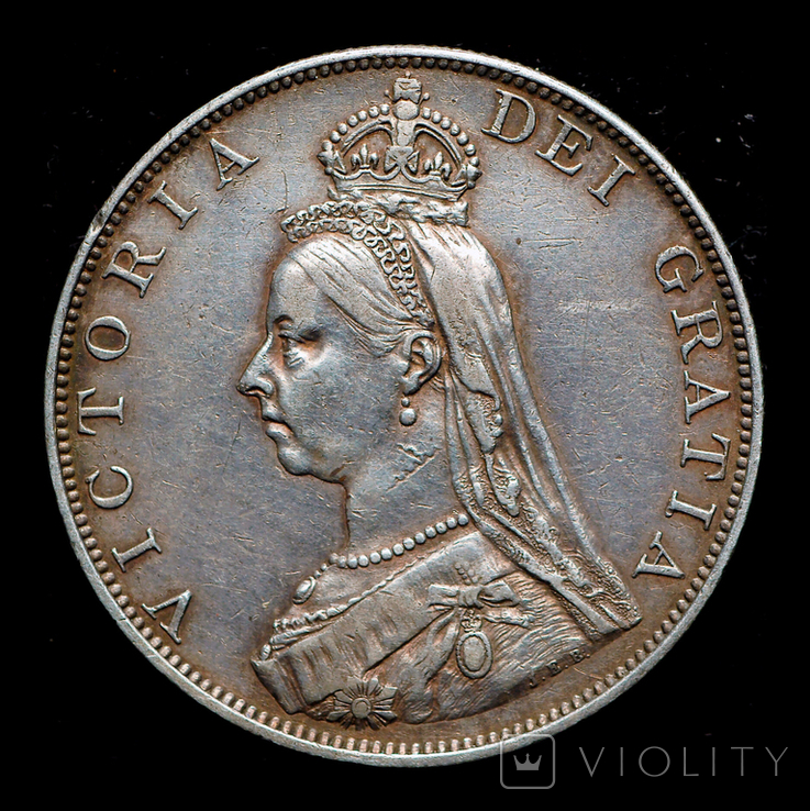 Великобритания двойной флорин 1887 серебро