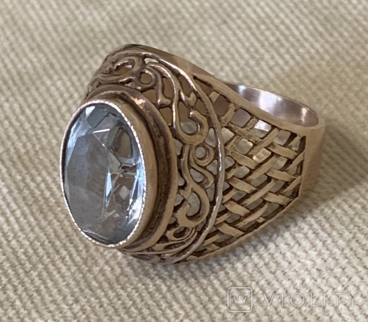 Перстень с камнем серебро 875 пробы