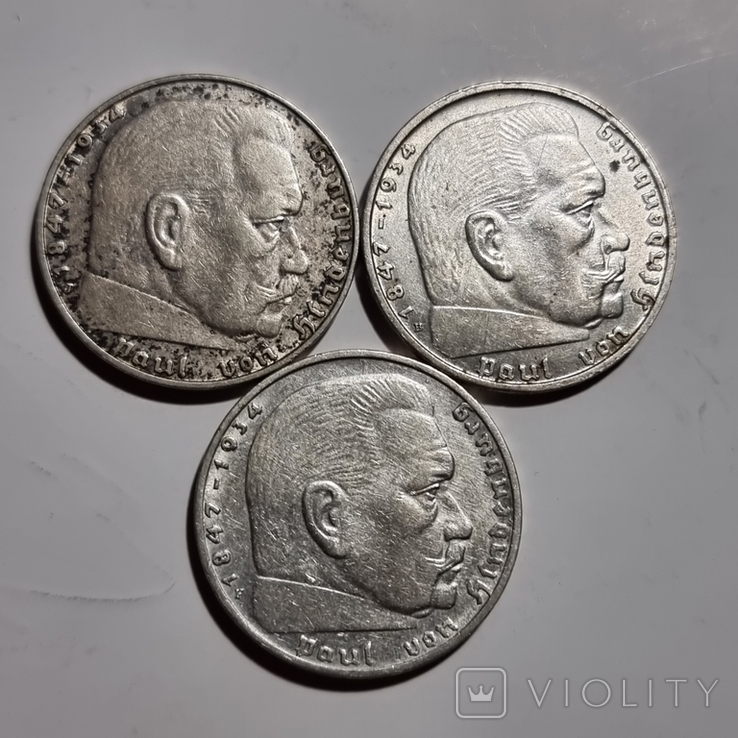 3 по 2 марки 1937 F, 1938 B, 1939 J