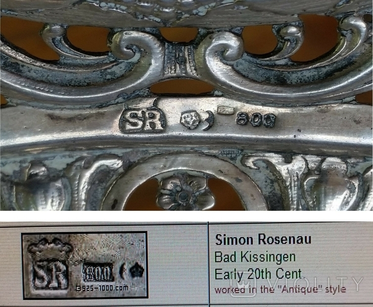 Фруктовниця, кльош, срібло 800, Simod Rosenau, Німеччина, фото №12