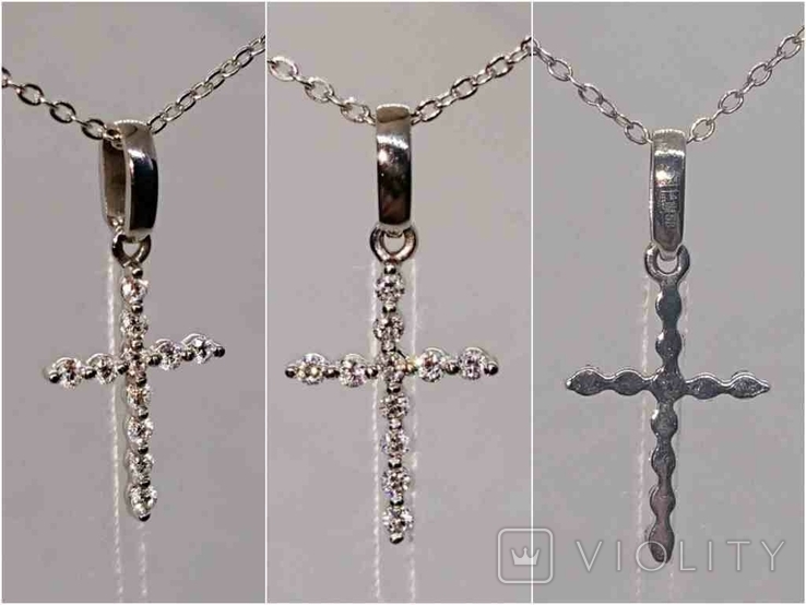 Золотой крестик Хрестик кулон Милота Бриллиант діамант белое золото 585, фото №2