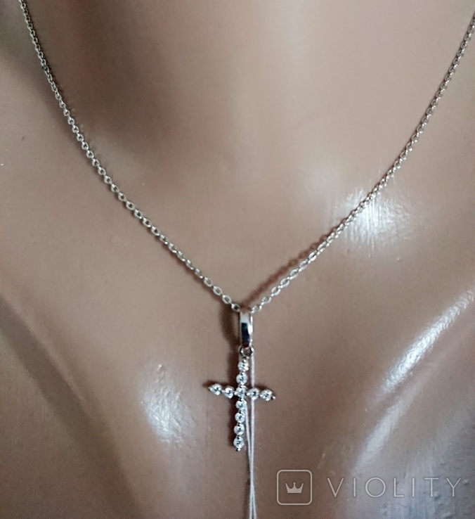 Золотой крестик Хрестик кулон Милота Бриллиант діамант белое золото 585, фото №8