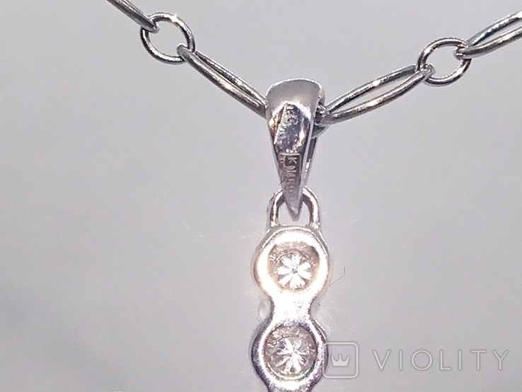 Крестик Хрестик стиль Tiffany Діамант бриллиант на 0,30 Ct белое золото 585, фото №9