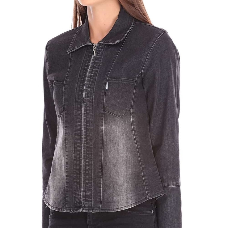 Женская черная джинсовая куртка р. 42 (S) новая, фото №2