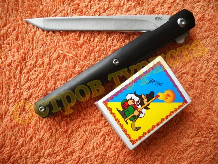 Нож складной полуавтомат Флиппер M390 танто с чехлом 4370, фото №12