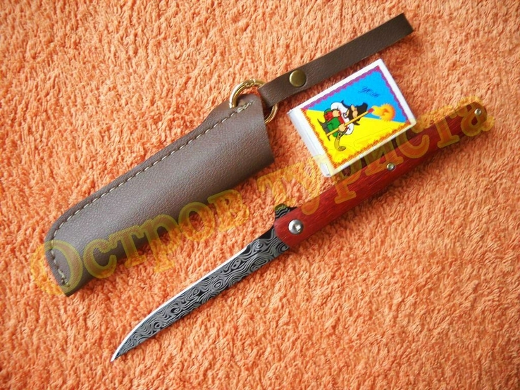 Нож складной полуавтомат Флиппер M390 с чехлом узор, фото №4