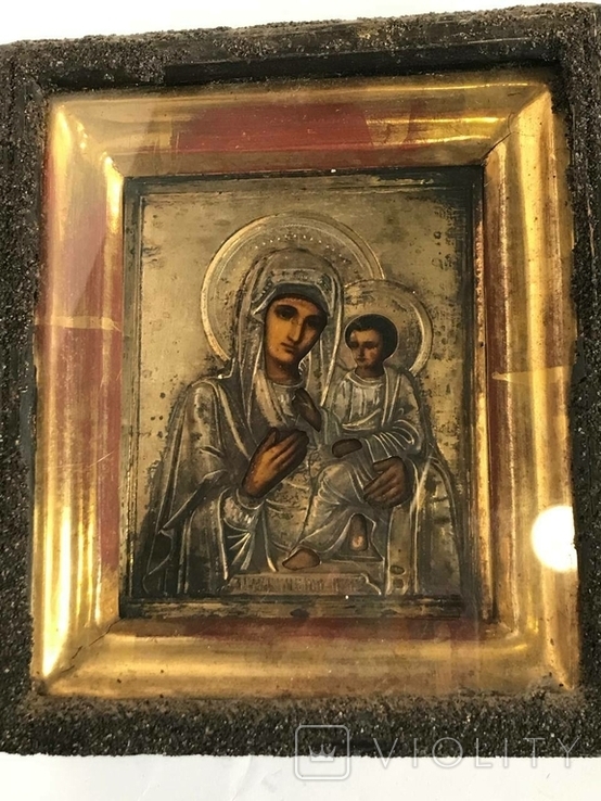 Тихвинская Икона Божьей Матери в серебряном окладе 84,в киоте