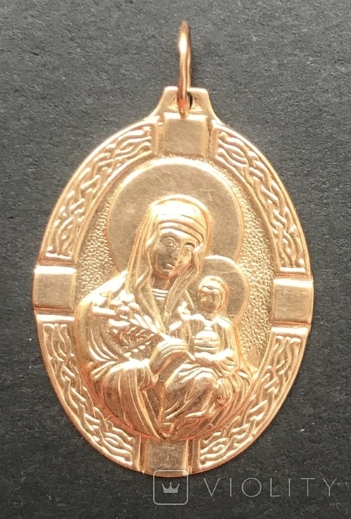 Золота підвіска-іконка Божа Мати, 585, фото №2