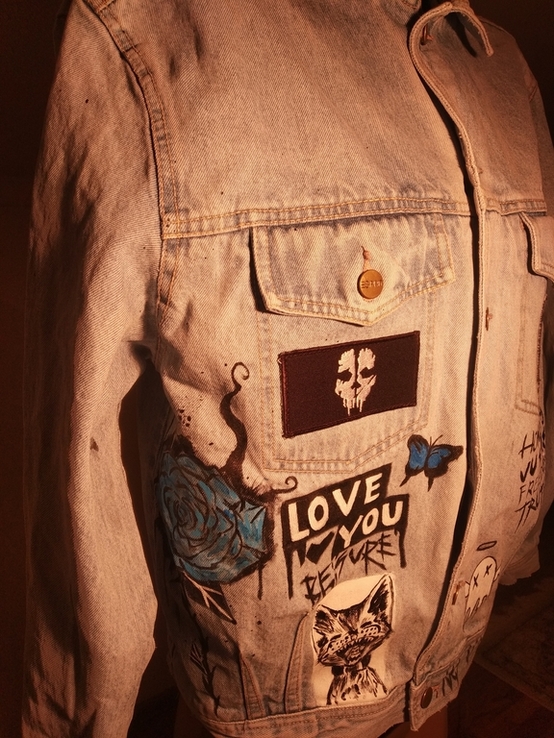 Курточка джинсовая разрисованная моющими красками, фото №7