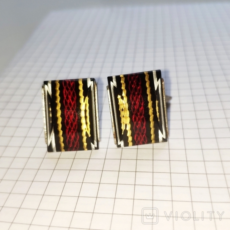 Vintage cufflinks with a beautiful pattern, costume jewelry, USSR, photo number 4