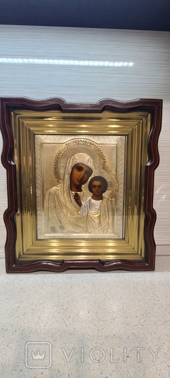 Икона Казанская Богородица в серебряном окладе, фото №2