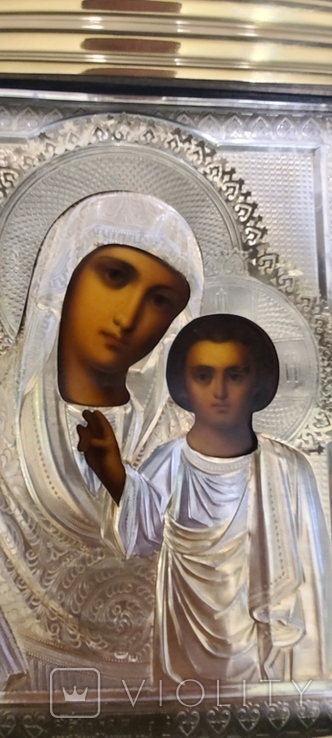 Икона Казанская Богородица в серебряном окладе, фото №3