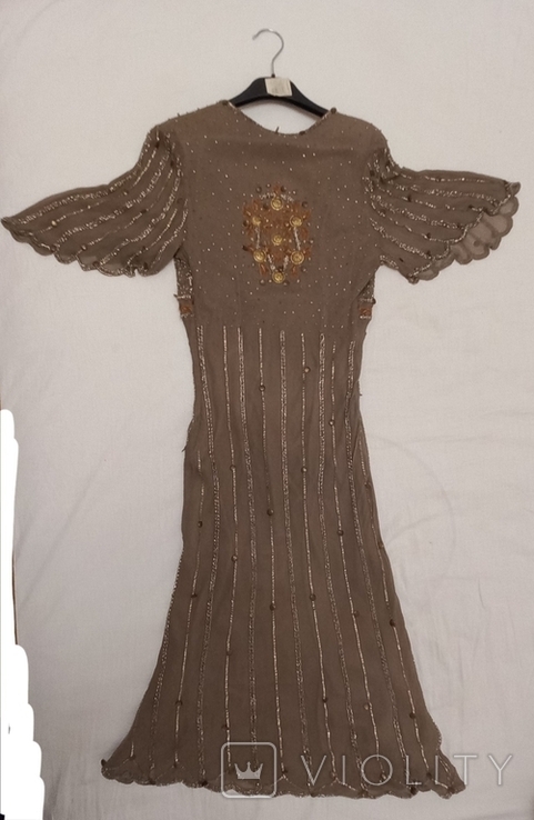 Платье шелк вышивка бисером, Лондон, фото №5