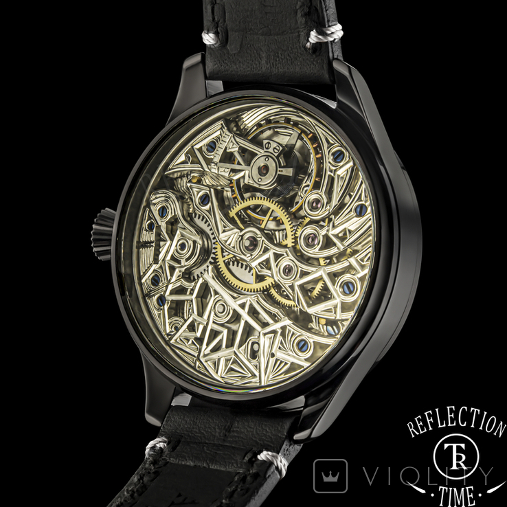 Мужские наручные часы-скелетоны, ручная гравировка, швейцарский механизм, фото №7