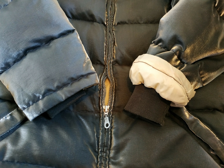 Куртка зимняя. Пуховик COCAO натур. пух серебристый металлик р-р 46 (состояние нового), фото №8