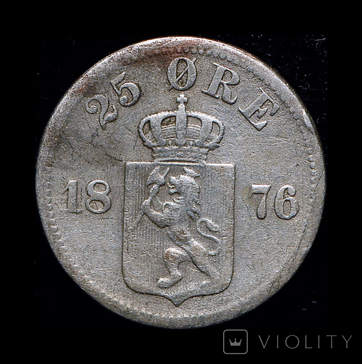 Норвегия 25 эре 1876 серебро