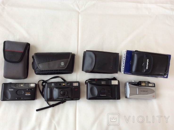 Пленочные фотоаппараты 4 штуки Olympus, Minolta, Kodak, Panasonic одним лотом, фото №2