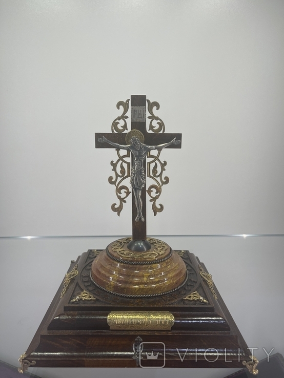 Настольный крест с распятием. Серебро., фото №2