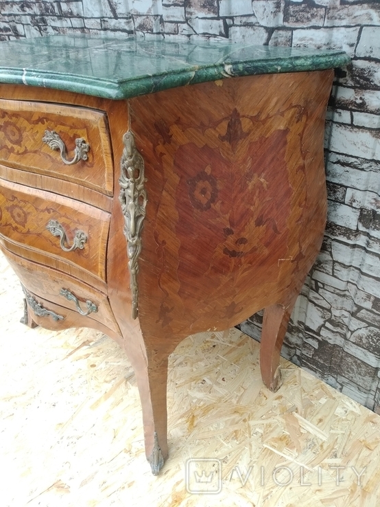 Комод деревянный с мрамором и элементами бронзы, стиль louis 15 арт. 0896, фото №5