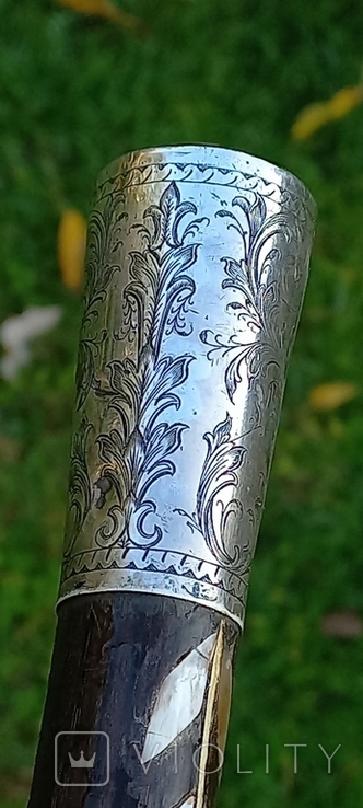 Cane 88 cm, silver, mother-of-pearl, bronze, probably - India/Indochina, photo number 9