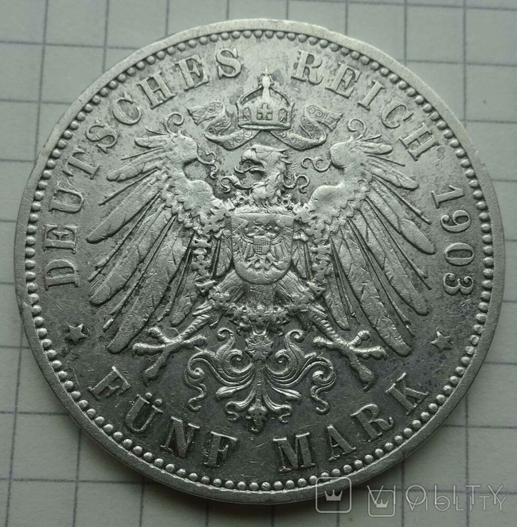 5 марок, 1903 год, Саксония,, фото №7