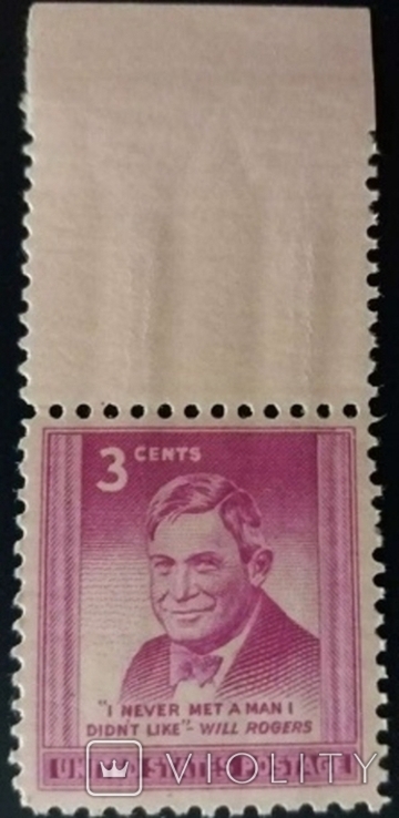 США 1948 г., Уилл Роджерс, MNH