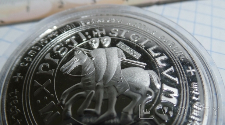L Масонская Посеребренная Монета Тамплиерский Масонский Знак Крест на ней в капсуле М70, фото №4