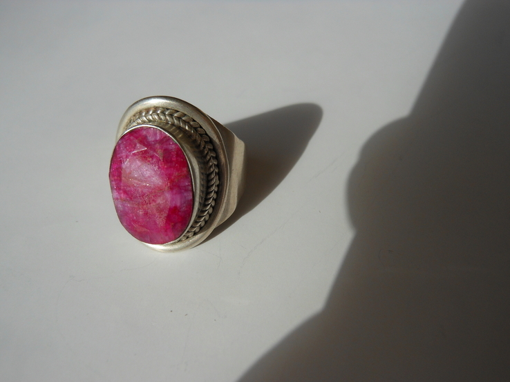 Серебряное кольцо с природным рубином, фото №3