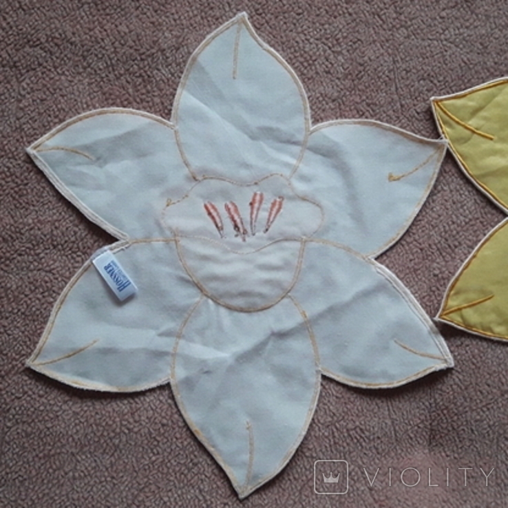 4 салфетки с вышивкой Жёлтый цветок, Hosser, 31 см, новые, photo number 7