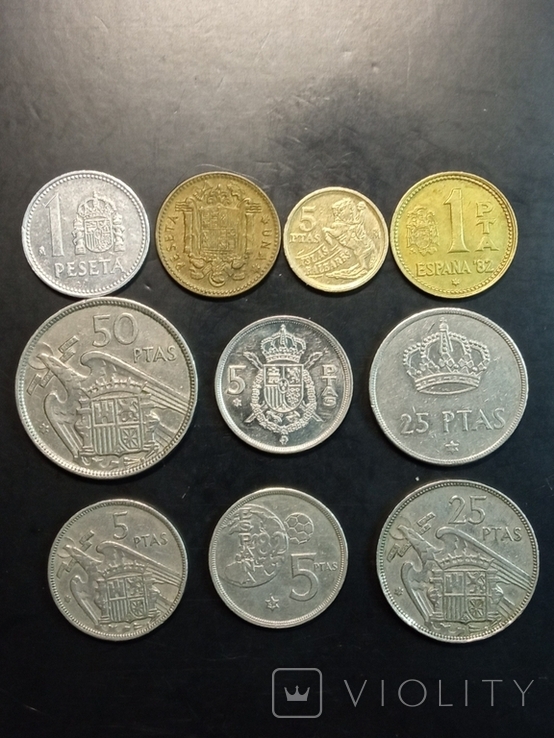 Подборка 10 монет. 1953-1997г. Испания., фото №2