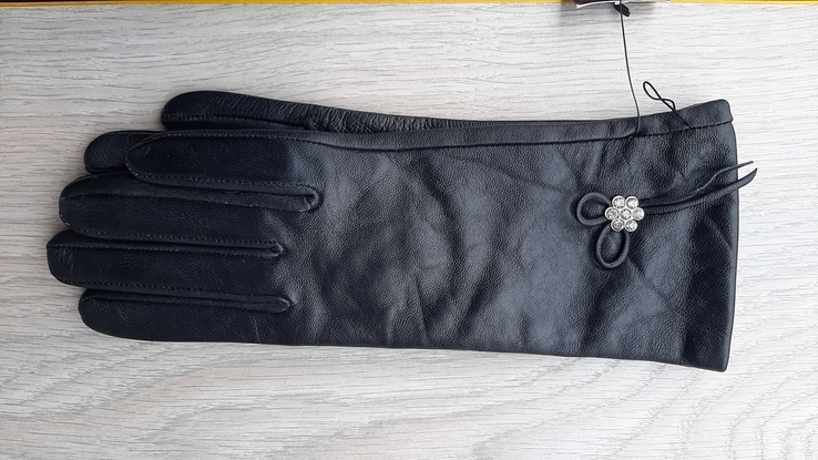 Женские черные кожаные демисезонные перчатки G's'G, photo number 4