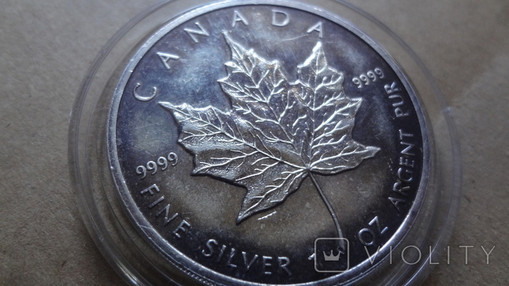 5 долларов 1989 Канада серебро унция 999, фото №3